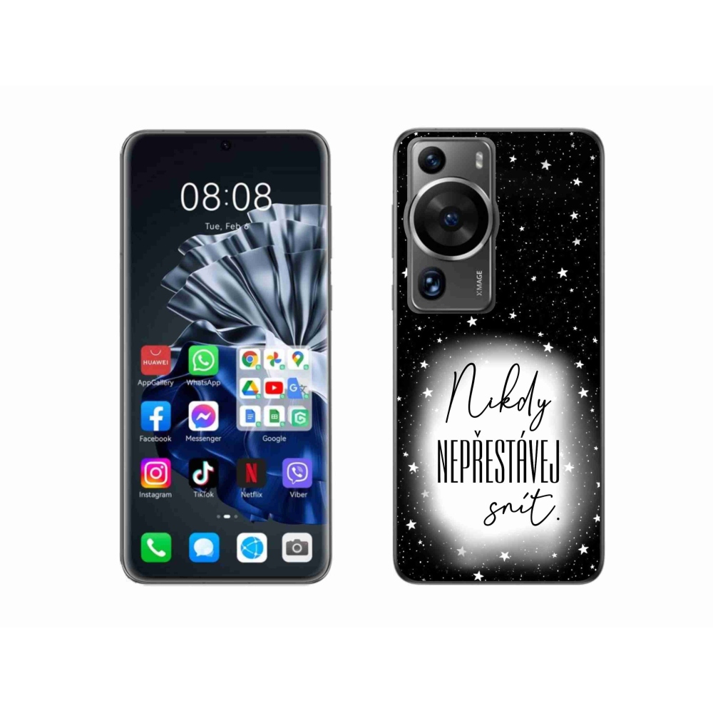 Gél borítás mmCase a Huawei P60 Pro készülékhez - idézet 1 fehér és fekete háttérrel