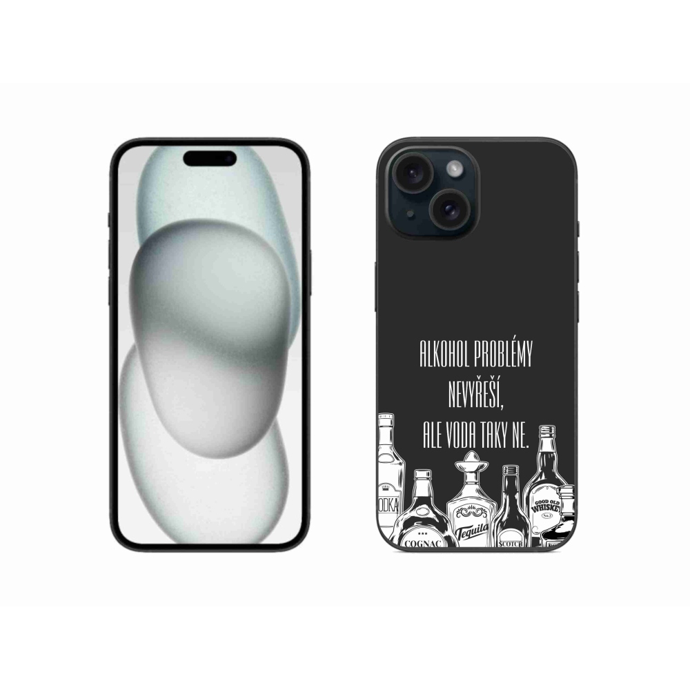 Gél borító mmCase iPhone 15-hez - vicces szöveg fekete háttérrel