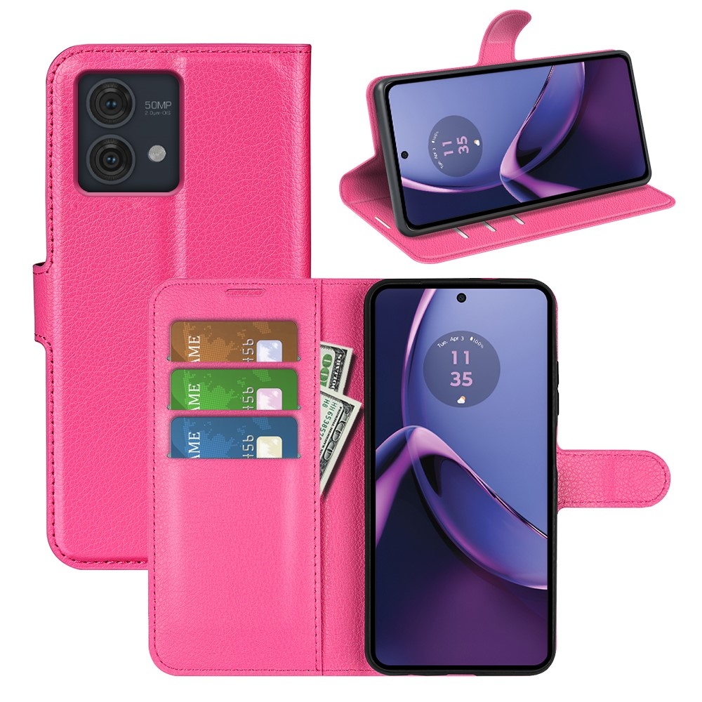 Litchi könyv tok Motorola Moto G84 5G - rózsa