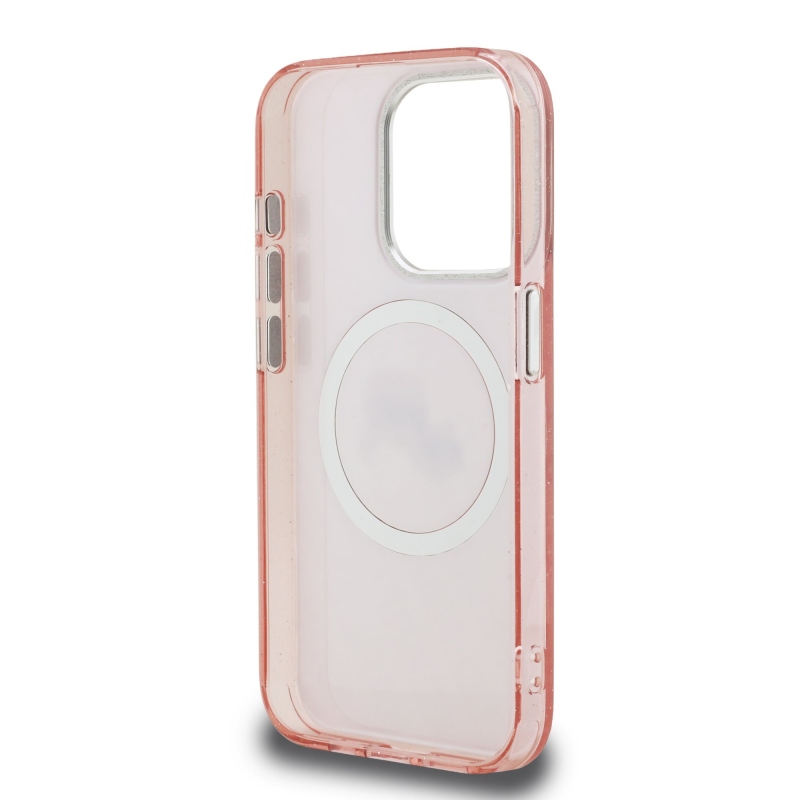 Karl Lagerfeld IML K&CH Heads Ismételt logó MagSafe hátlapi borító iPhone 15 Pro Max rózsaszínhez