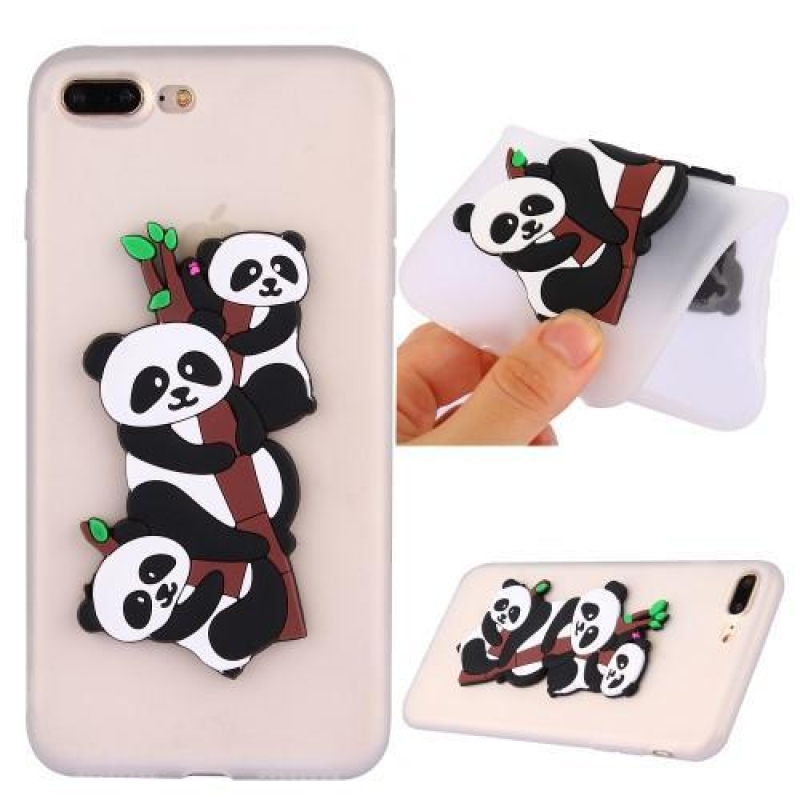 Panda 3D szilikon tok iPhone 7 Plus és iPhone 8 Plus készülékhez - fehér