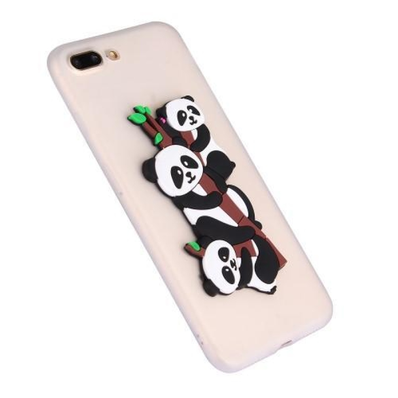 Panda 3D szilikon tok iPhone 7 Plus és iPhone 8 Plus készülékhez - fehér
