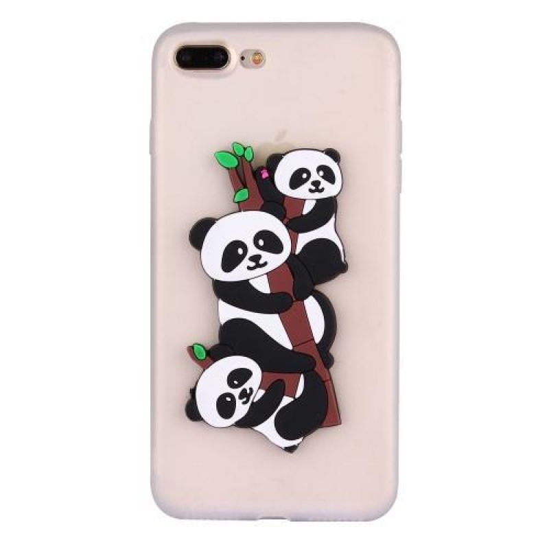 Panda 3D szilikon tok iPhone 7 Plus és iPhone 8 Plus készülékhez - fehér