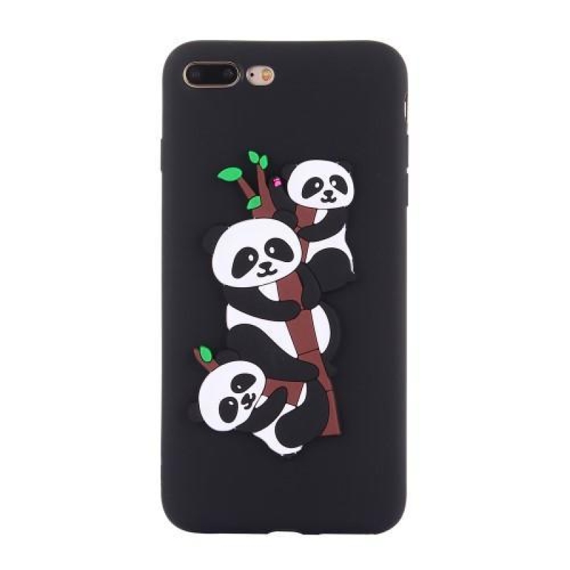 Panda 3D szilikon tok iPhone 7 Plus és iPhone 8 Plus készülékhez - fekete
