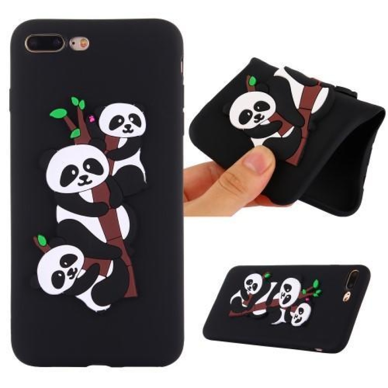 Panda 3D szilikon tok iPhone 7 Plus és iPhone 8 Plus készülékhez - fekete