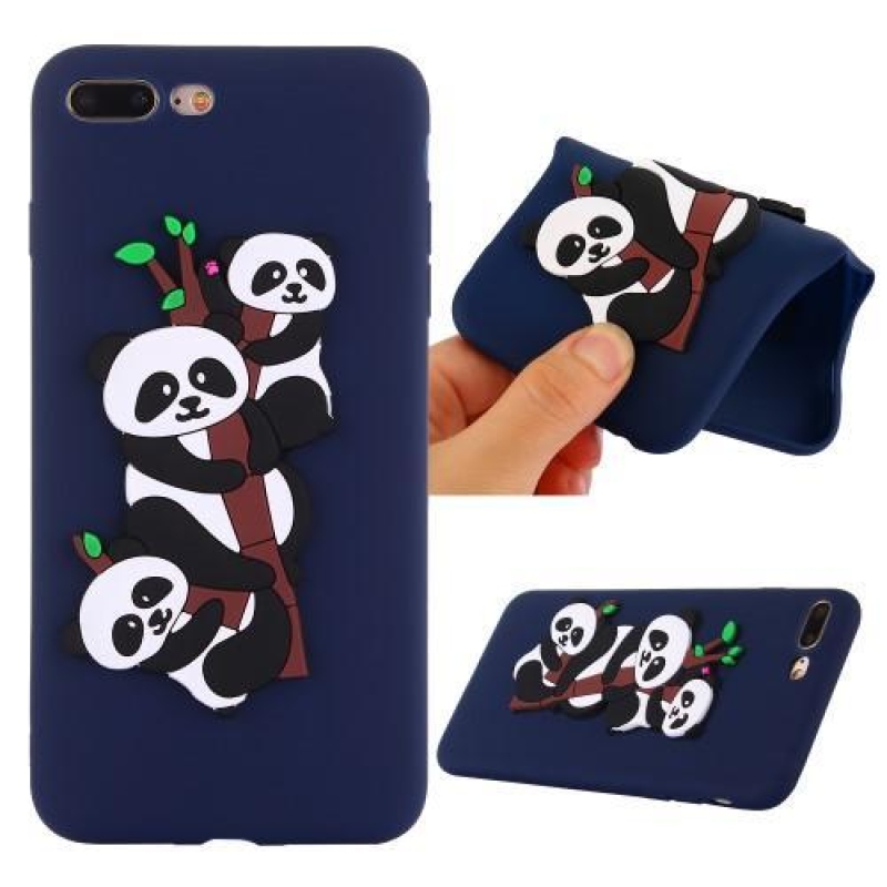 Panda 3D szilikon tok iPhone 7 Plus és iPhone 8 Plus készülékhez - sötétkék