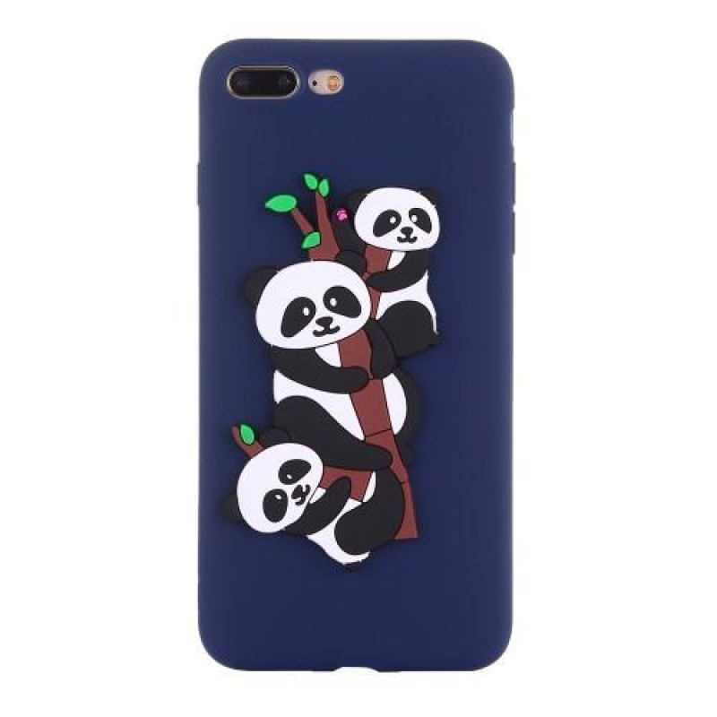 Panda 3D szilikon tok iPhone 7 Plus és iPhone 8 Plus készülékhez - sötétkék