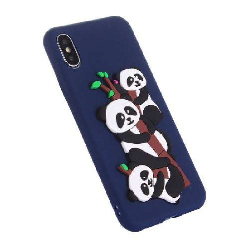 Panda 3D szilikon tok iPhone X készülékhez - sötétkék