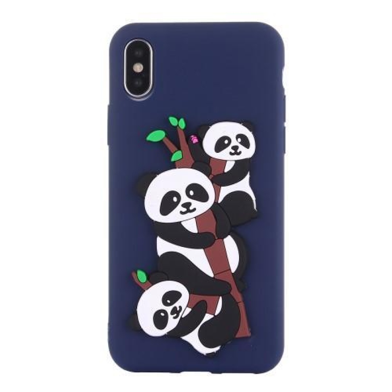 Panda 3D szilikon tok iPhone X készülékhez - sötétkék