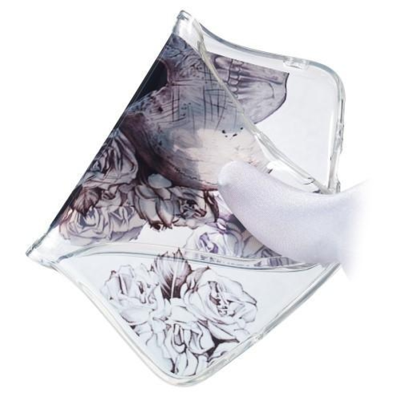 Patt gél tok mobil Samsung Galaxy M20 - koponya és virágok