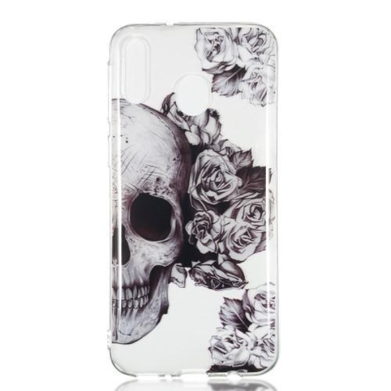 Patt gél tok mobil Samsung Galaxy M20 - koponya és virágok
