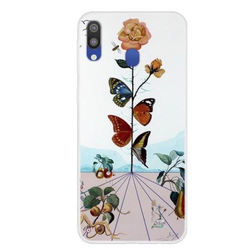 Patt gél tok mobil Samsung Galaxy M20 - pillangók és virágok