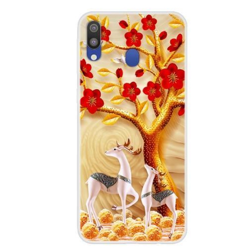 Patt gél tok mobil Samsung Galaxy M20 - rénszarvas és fa