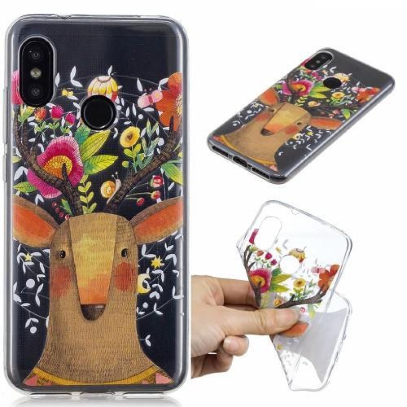 Patt zselés tok Xiaomi Mi A2 Lite - szarvas és virág