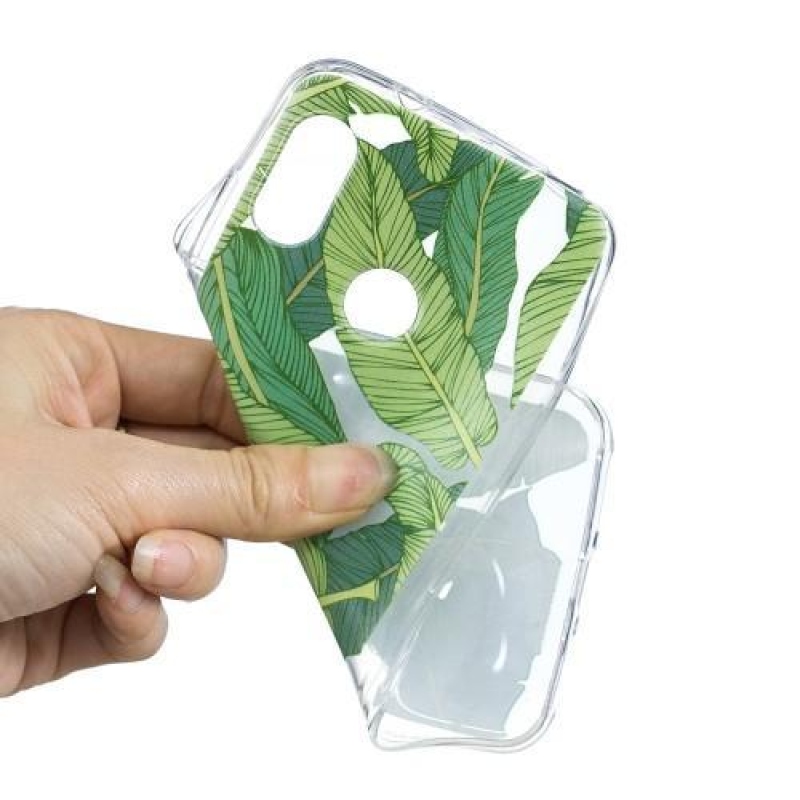 Patt zselés tok Xiaomi Mi A2 Lite - zöld levelek