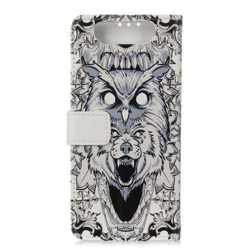 Patt PU bőr pénztárca tok Samsung Galaxy A80-hoz - absztrakt bagoly