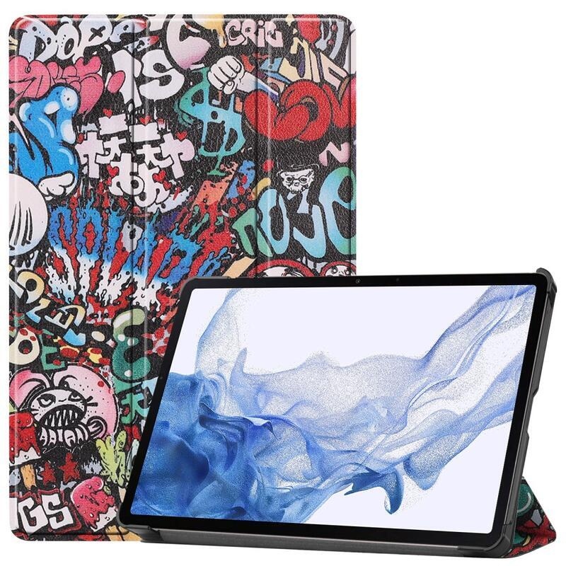 Patte okos PU bőr tablet tok Samsung Galaxy Tab S8 - graffiti