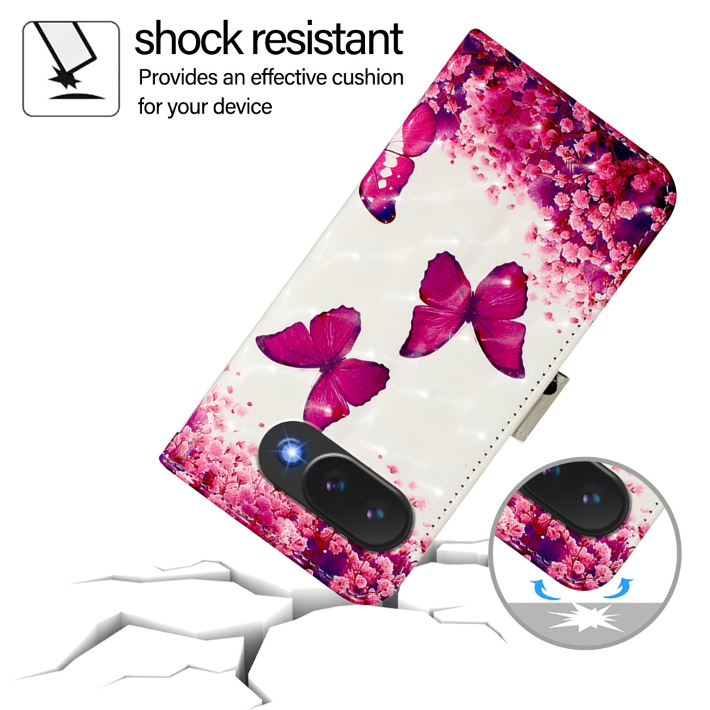 Patte könyv tok Google Pixel 10a - rózsaszín pillangókhoz