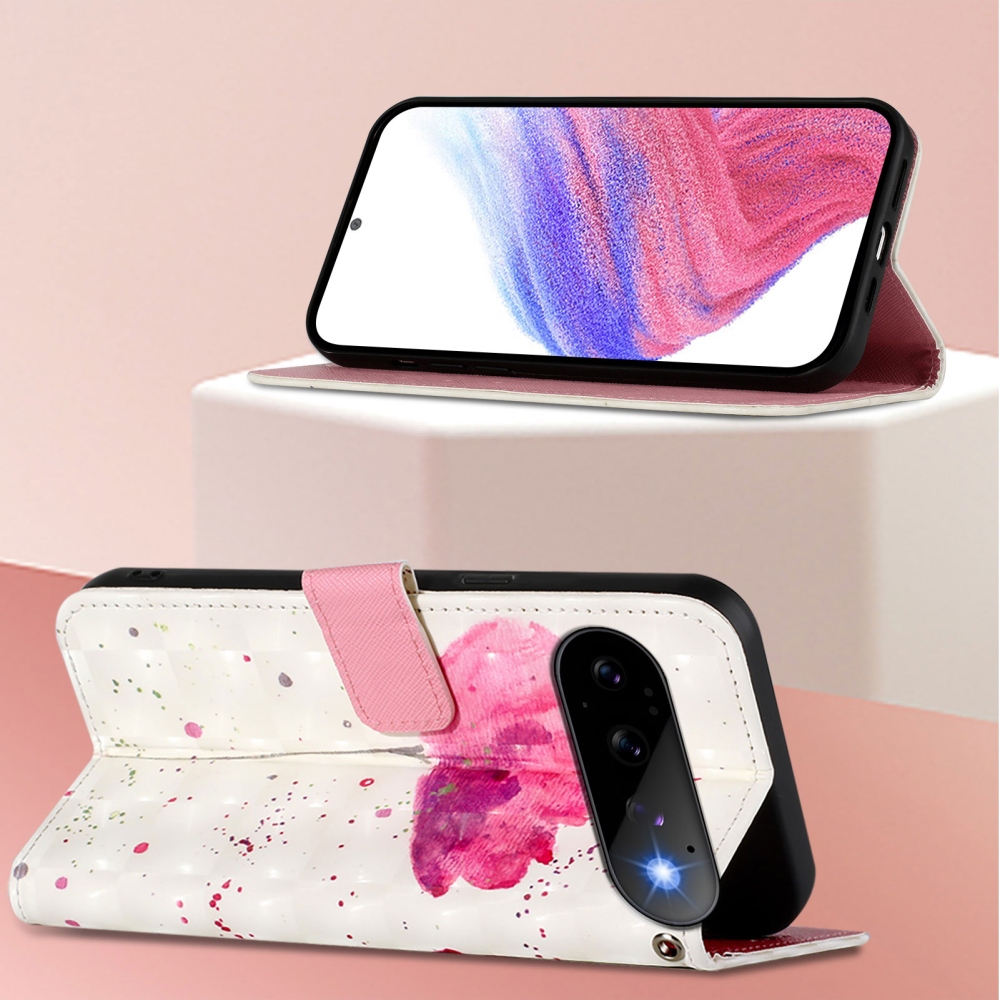 Patte könyvformájú tok a Google Pixel 11 Pro/11-hez – rózsaszín virág