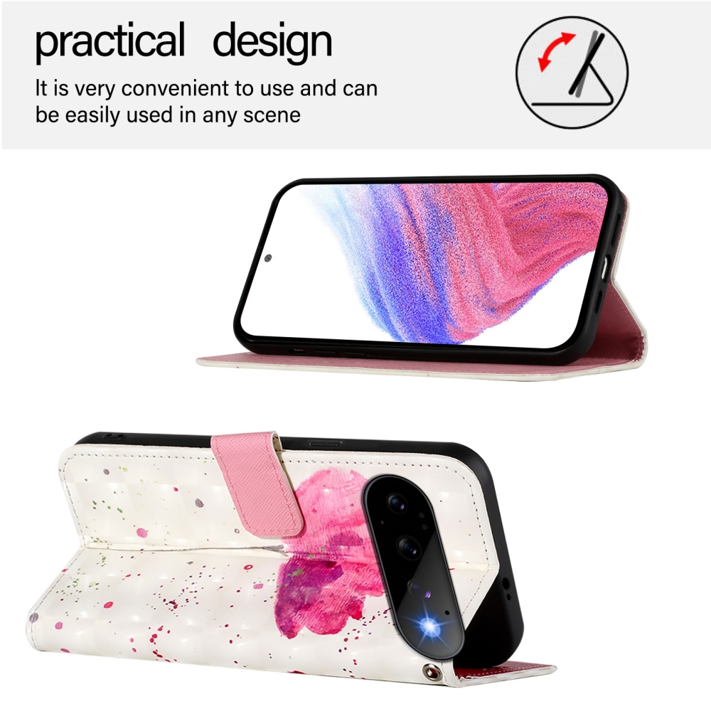 Patte könyvformájú tok a Google Pixel 11 Pro/11-hez – rózsaszín virág