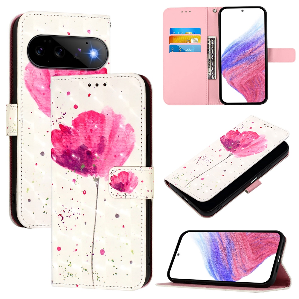 Patte könyvformájú tok a Google Pixel 11 Pro/11-hez – rózsaszín virág