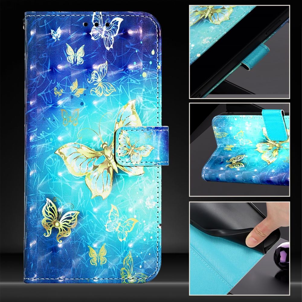 Patte könyvhátú tok az iPhone 18 Pro Max/17 Pro Max készülékhez – kék-arany pillangók