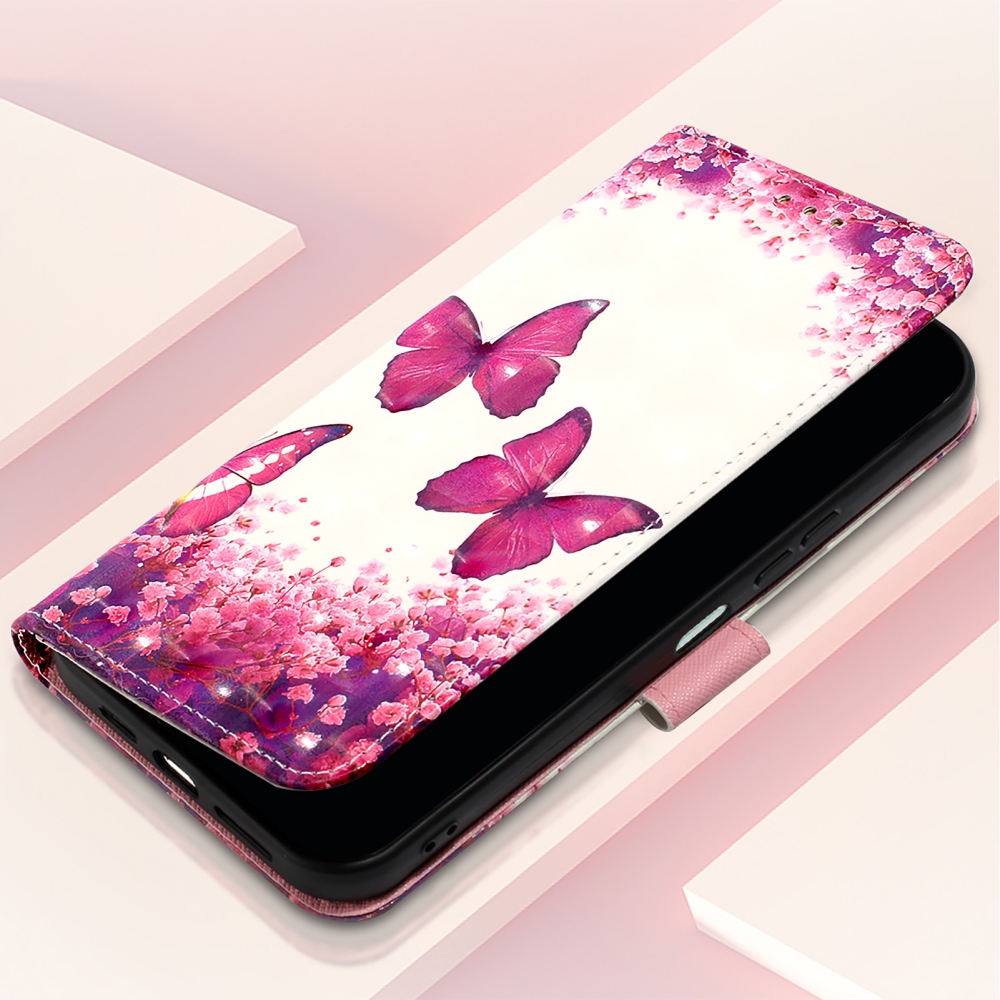 Patte könyvformájú tok az iPhone 18 Pro Max/17 Pro Max készülékhez – rózsaszín pillangók