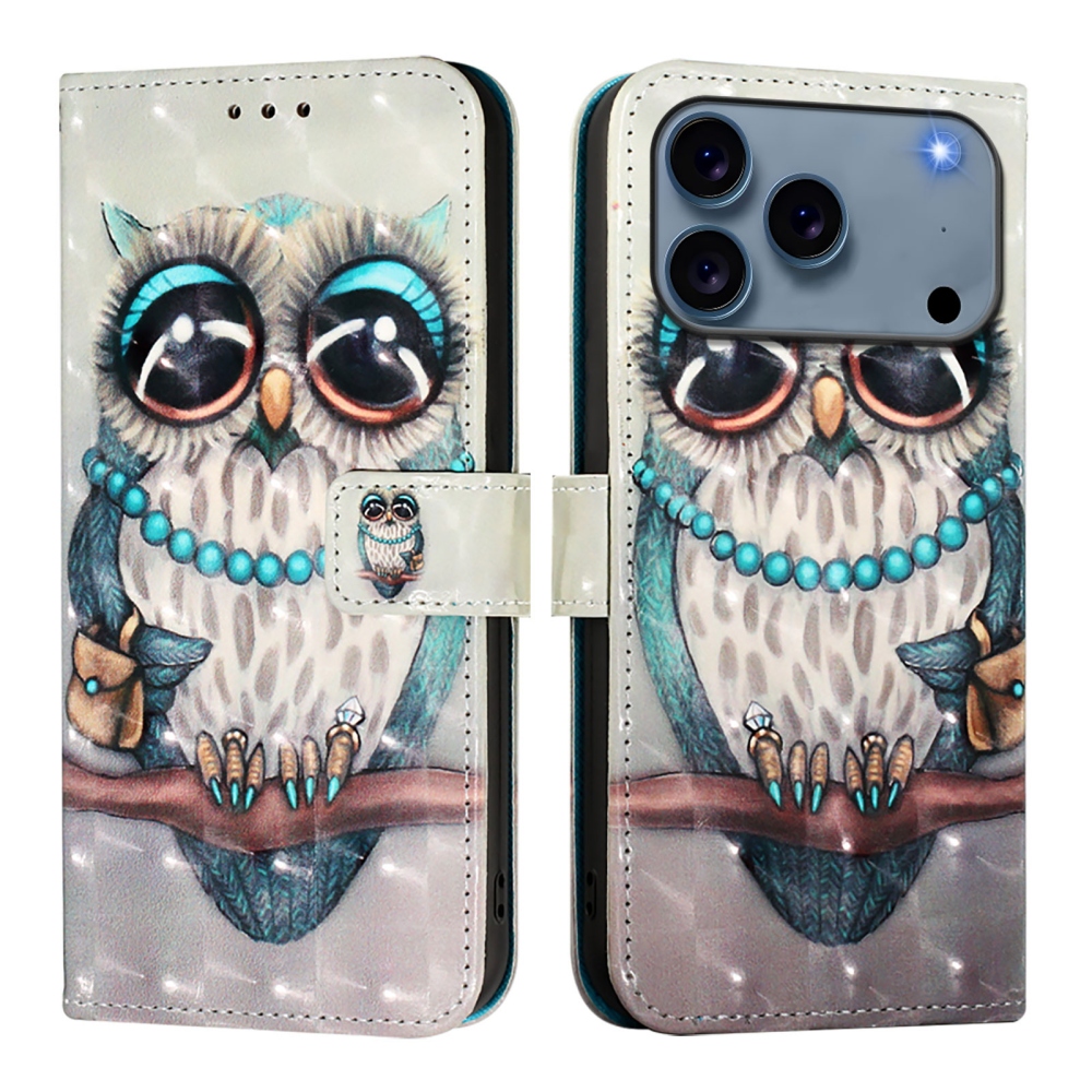 Patte könyvformájú tok az iPhone 18 Pro Max/17 Pro Max-hoz – bagoly