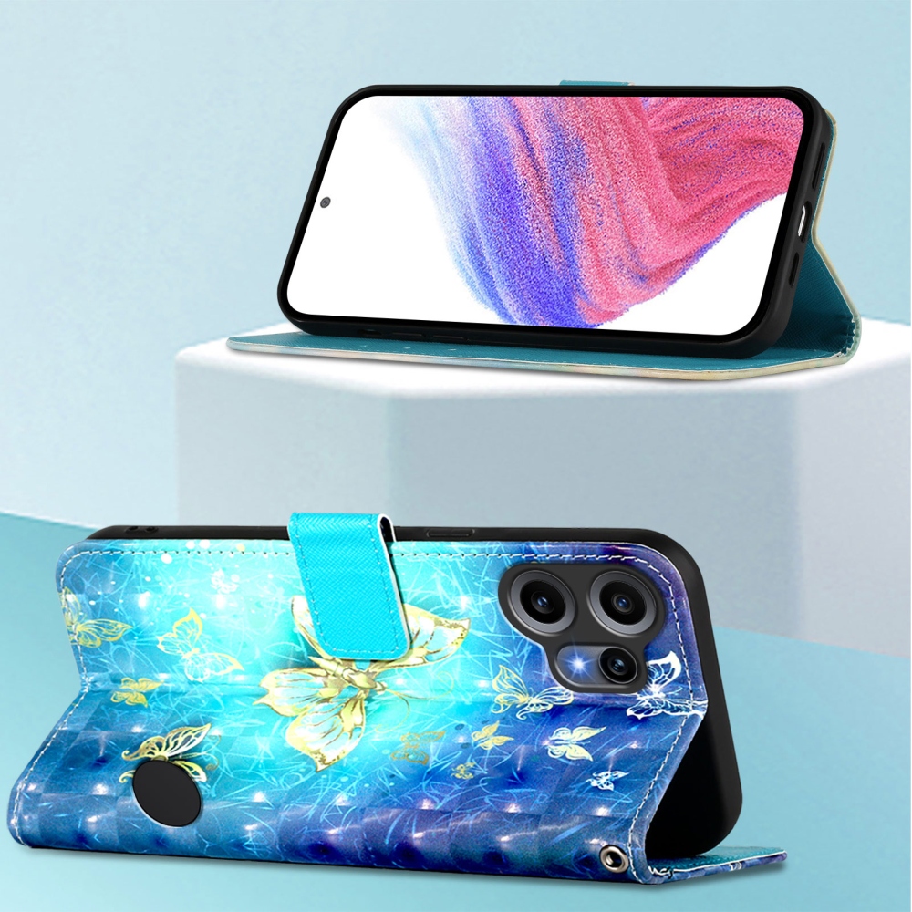 Patte könyvtáska a Nothing CMF Phone 2 Pro készülékhez - kék és arany pillangók