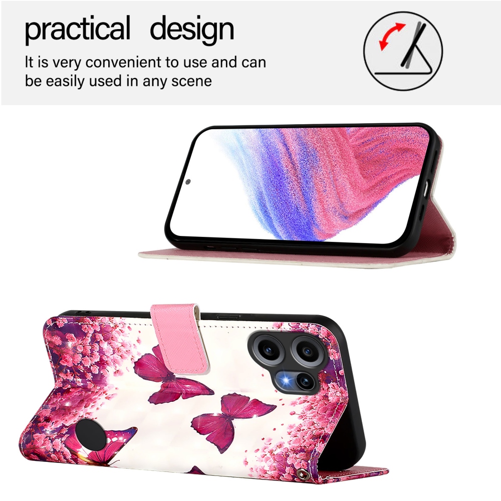 Patte könyvtáska Nothing CMF Phone 2 Pro készülékhez - rózsaszín pillangók