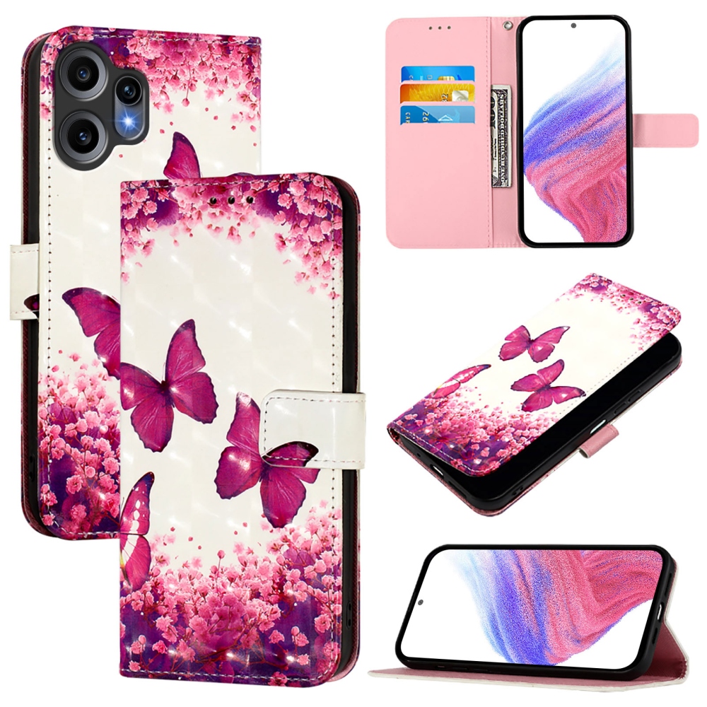 Patte könyvtáska Nothing CMF Phone 2 Pro készülékhez - rózsaszín pillangók