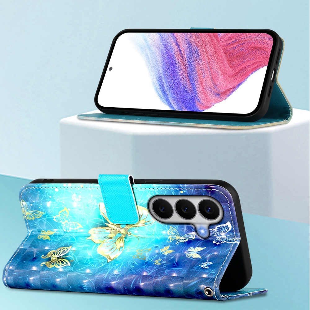 Patte könyv tok Samsung Galaxy A27 készülékhez - kék és arany pillangók