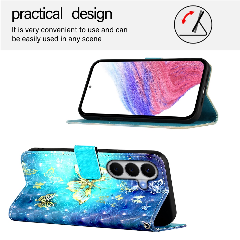 Patte könyv tok Samsung Galaxy A27 készülékhez - kék és arany pillangók