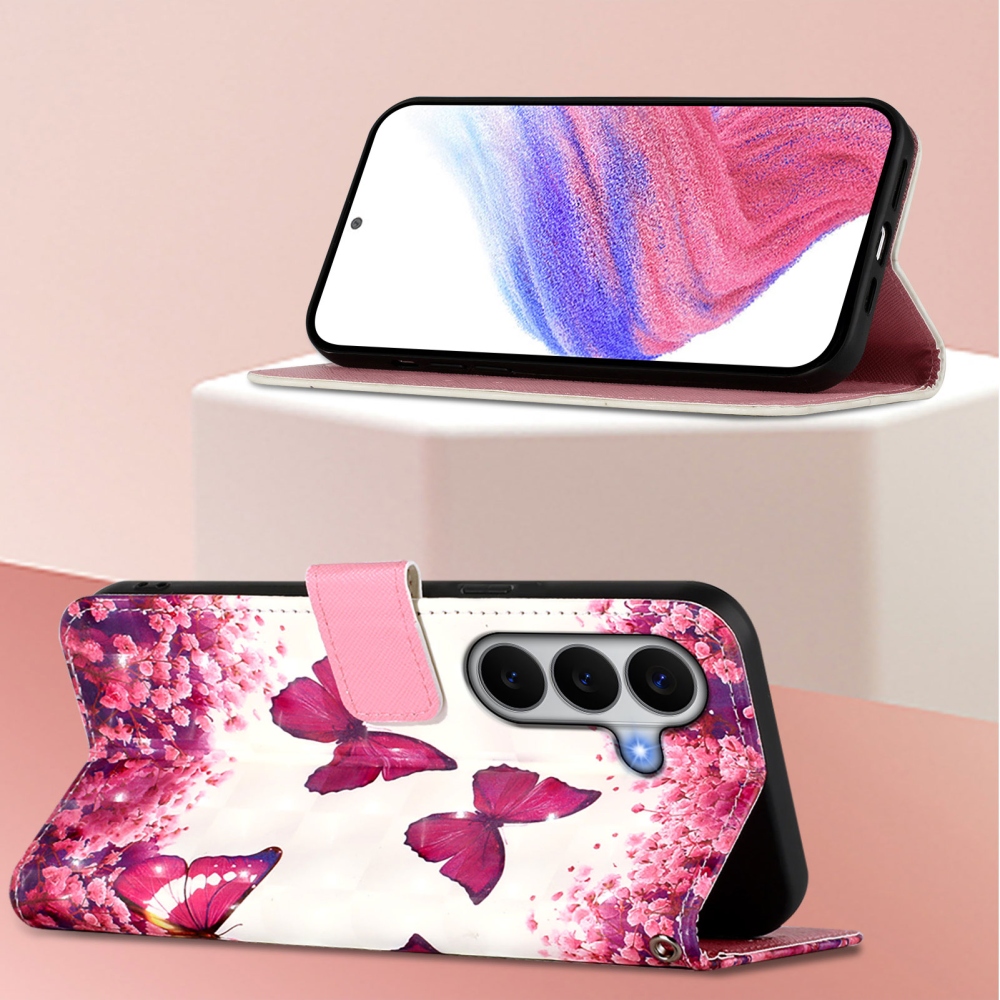 Patte könyv tok Samsung Galaxy A27 készülékhez - rózsaszín pillangók