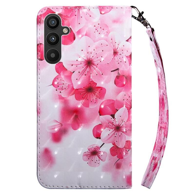 Patte könyv tok Samsung Galaxy A34 5G-hez - rózsaszín virágok