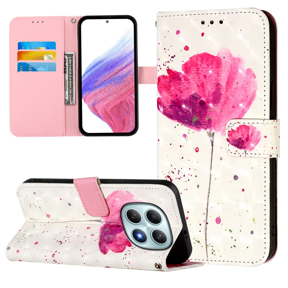 Patte könyv tok Xiaomi Poco M8 5G/Redmi Note 15 5G/Note 15 4G - rózsaszín virág