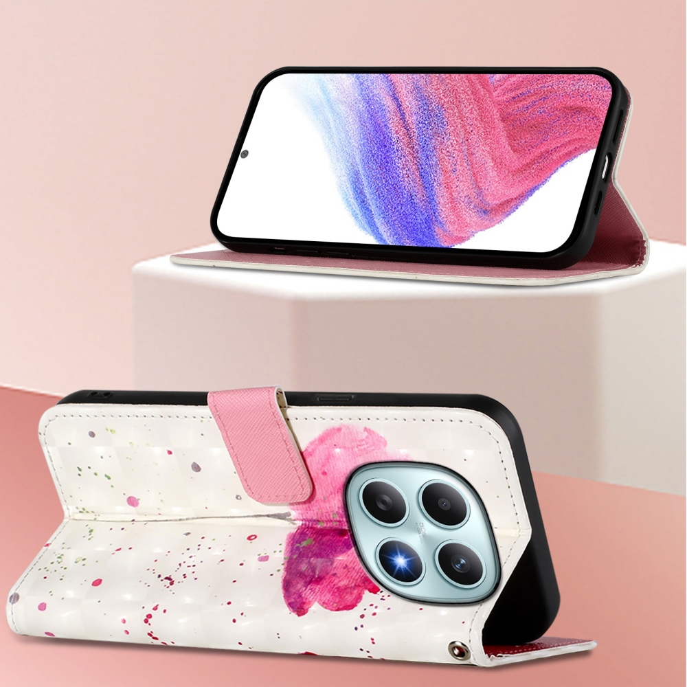 Patte könyv tok Xiaomi Poco M8 5G/Redmi Note 15 5G/Note 15 4G - rózsaszín virág