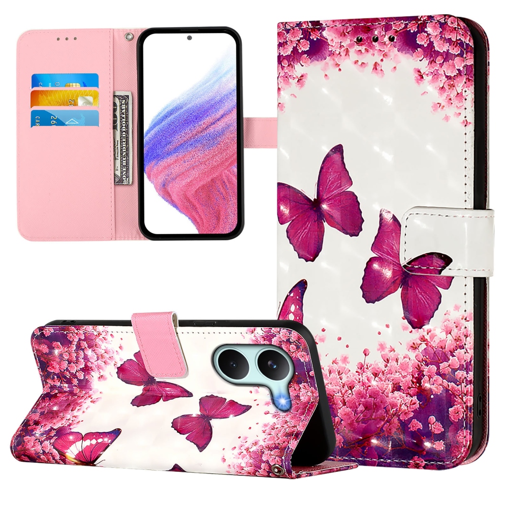 Patte könyv tok Xiaomi Poco X8 Pro 5G - rózsaszín pillangókhoz