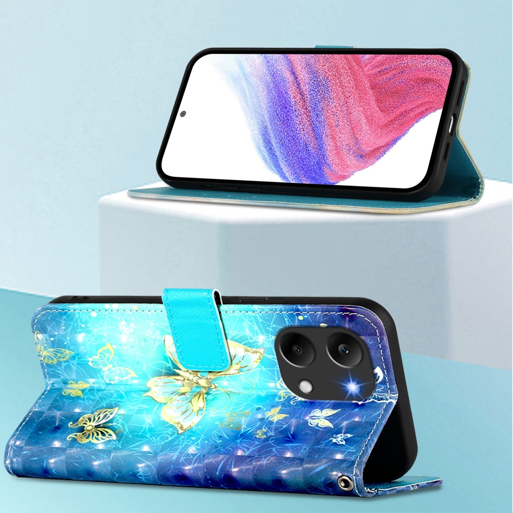 Patte könyv tok Xiaomi Poco X8 Pro Max 5G - kék és arany pillangókhoz