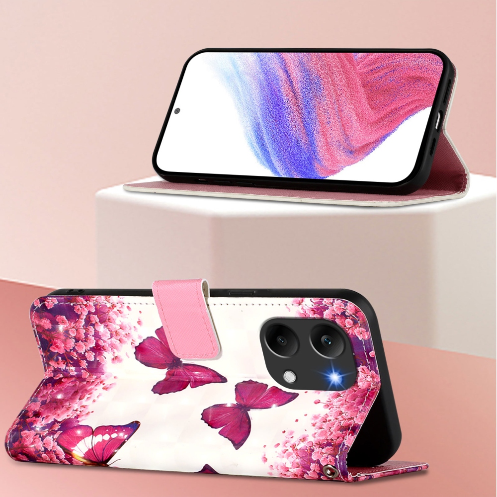 Patte könyv tok Xiaomi Poco X8 Pro Max 5G - rózsaszín pillangókhoz