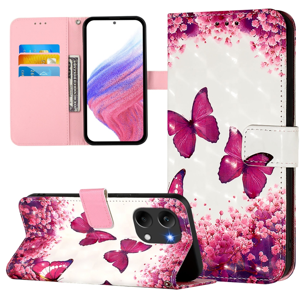 Patte könyv tok Xiaomi Poco X8 Pro Max 5G - rózsaszín pillangókhoz