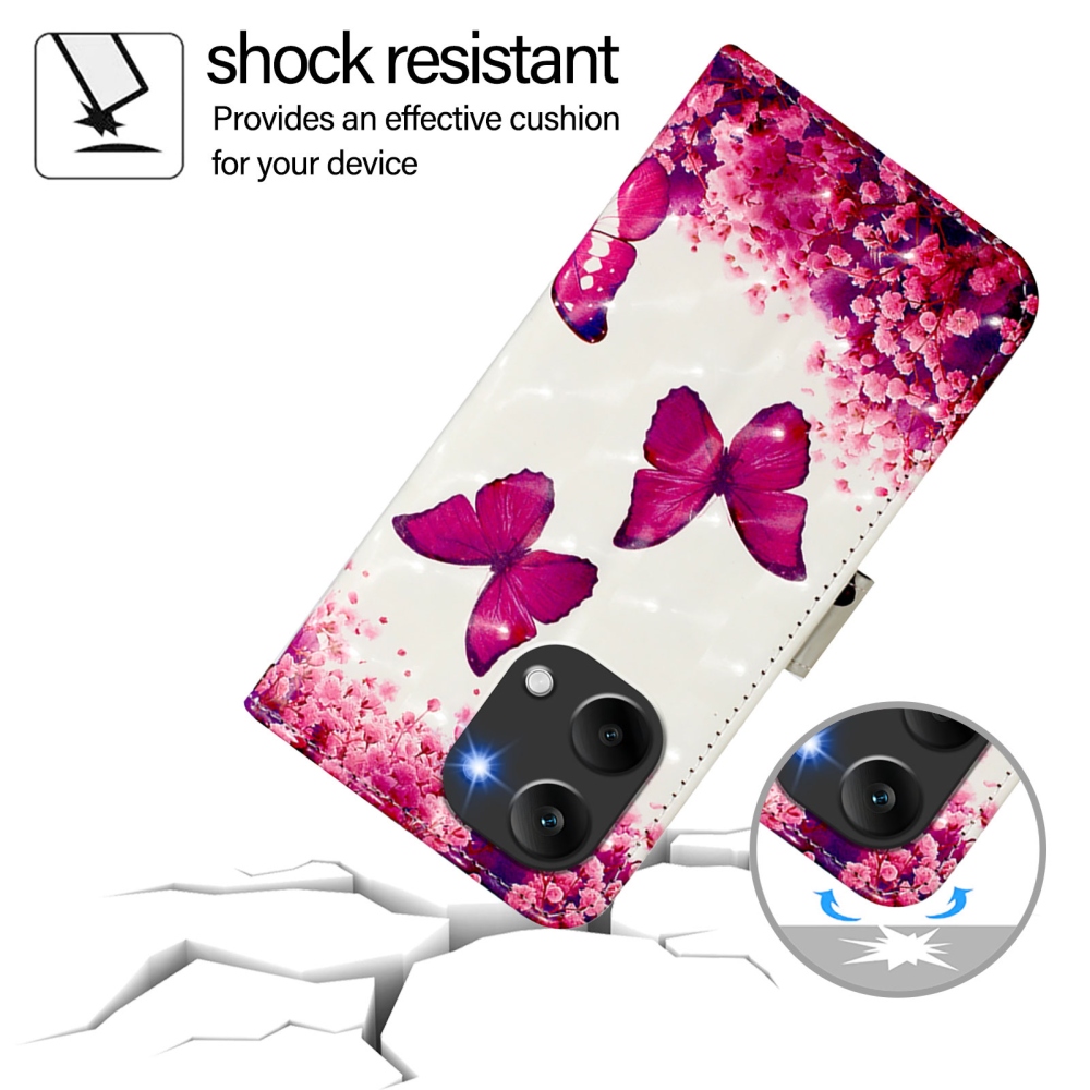 Patte könyv tok Xiaomi Poco X8 Pro Max 5G - rózsaszín pillangókhoz