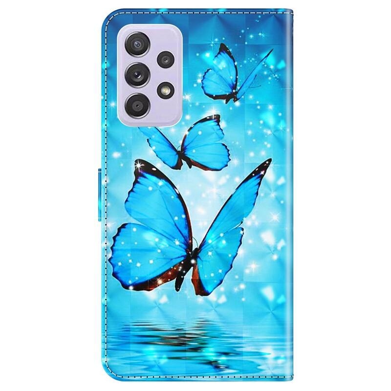 Nyomtatott pénztárca tok Samsung Galaxy A13 4G - kék pillangókhoz