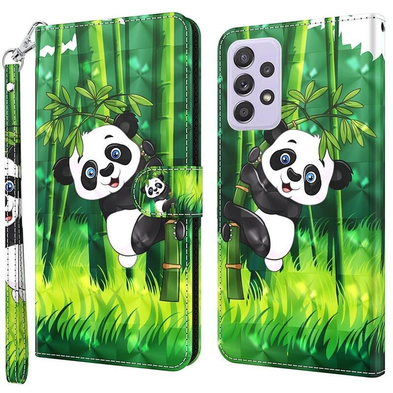 Nyomtatott pénztárca tok Samsung Galaxy A13 4G - panda a bambuszon