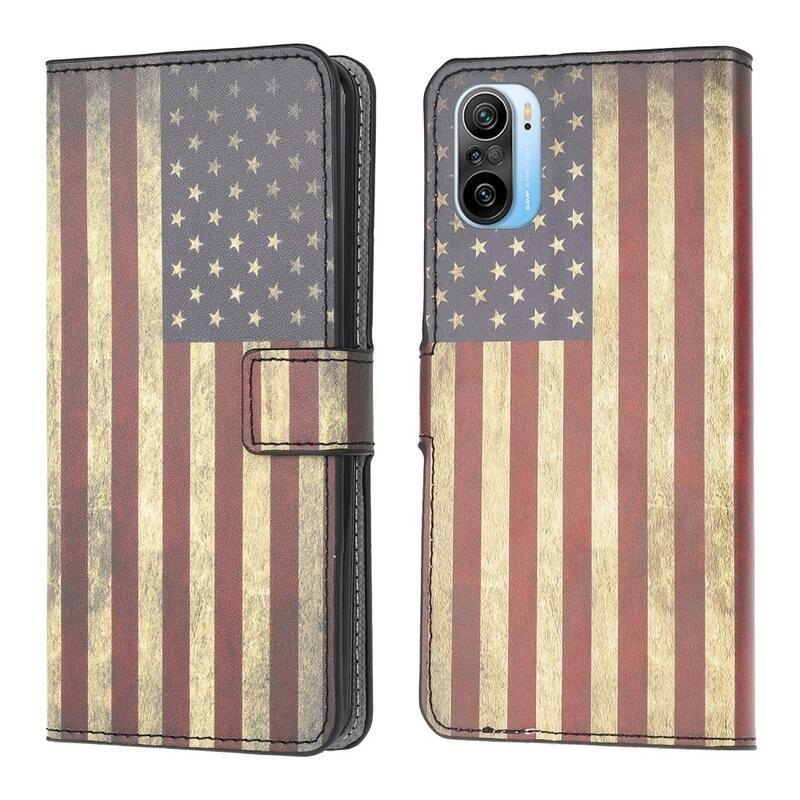 Patte pénztárca tok Xiaomi Poco F3 - amerikai zászlóhoz