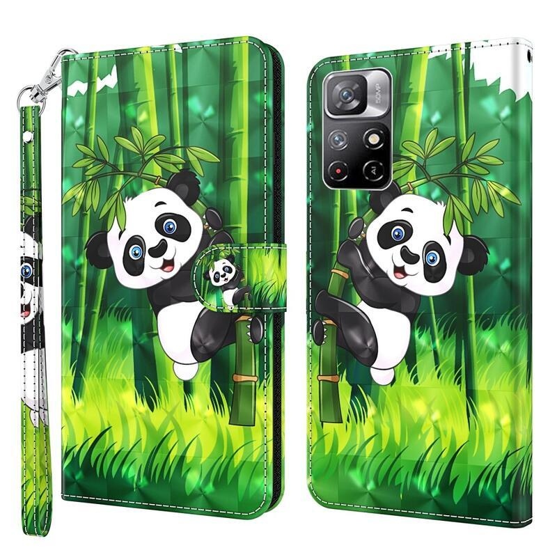 Nyomtatott pénztárca tok Xiaomi Poco M4 Pro 5G/Redmi Note 11S 5G - panda a bambuszon