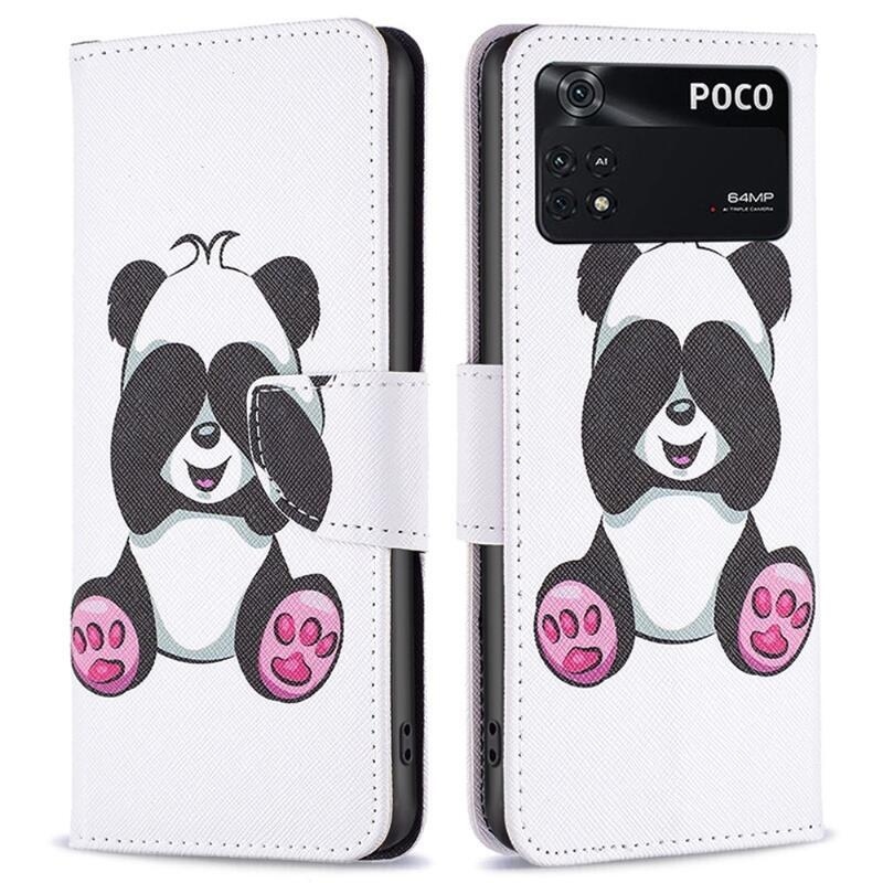 Patte PU bőr pénztárca tok a Xiaomi Poco M4 Pro 4G-hez - panda