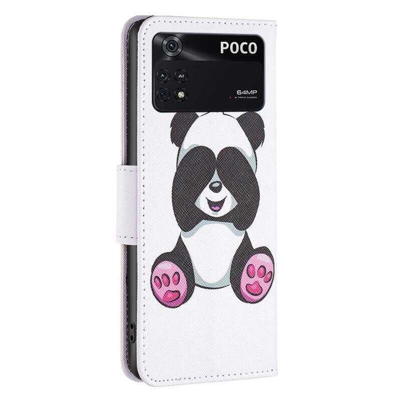 Patte PU bőr pénztárca tok a Xiaomi Poco M4 Pro 4G-hez - panda