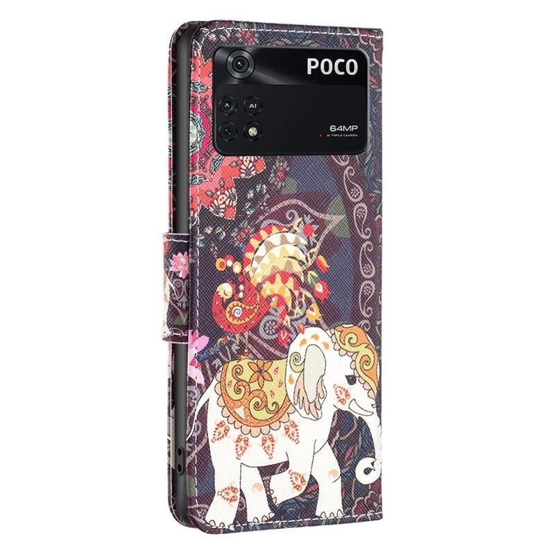 Patte PU bőr pénztárca tok Xiaomi Poco M4 Pro 4G - elefánt