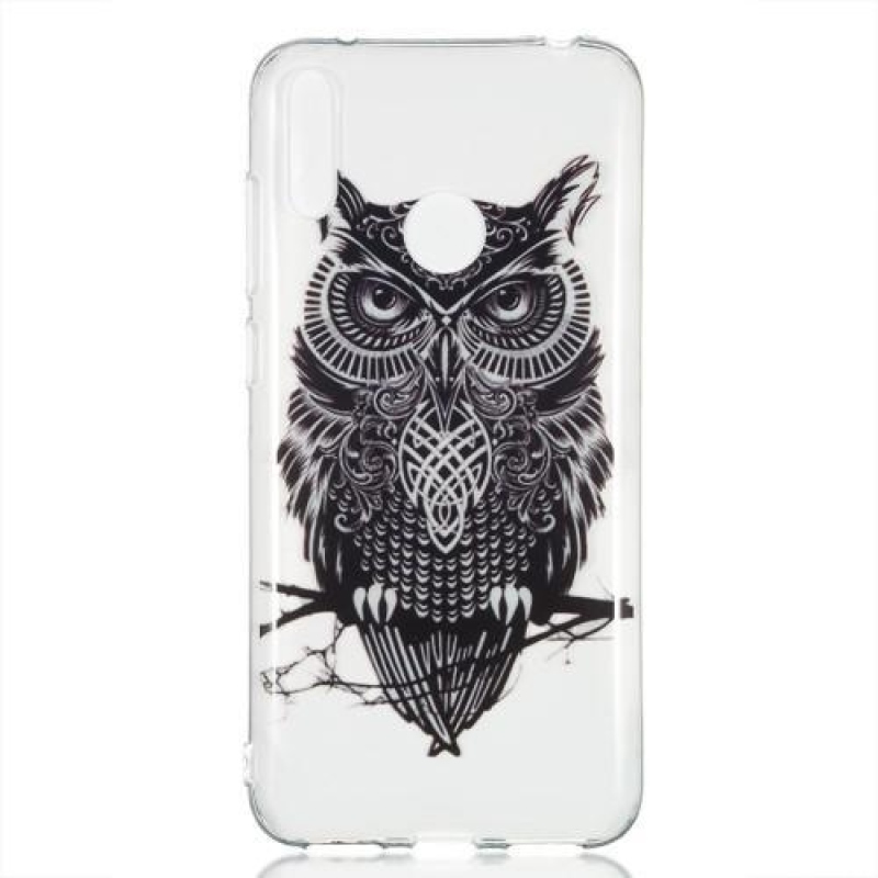 Mintás zselés tok Huawei Y7 (2019) - fekete bagoly